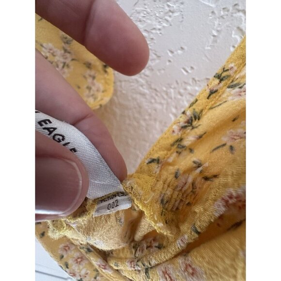 American Eagle Floral Wrap Romper Yellow S Lover Eras Tour Outfit Fairy READ - Picture 11 of 11